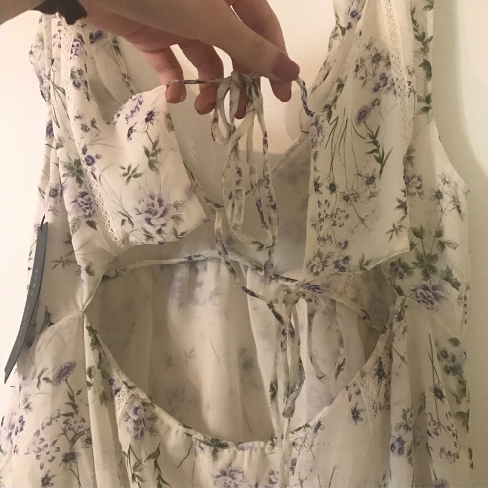 ZARA Floral Ruffle Open Back Top - Picture 6 of 8